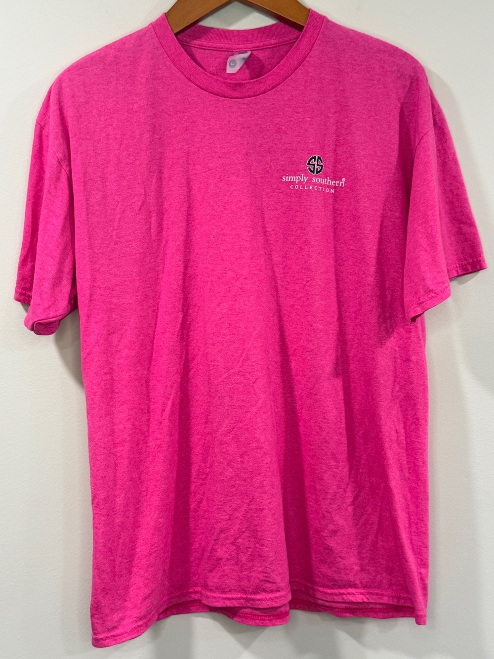 Simply Southern Womens Short Sleeve Tee in Hot Pink Size L